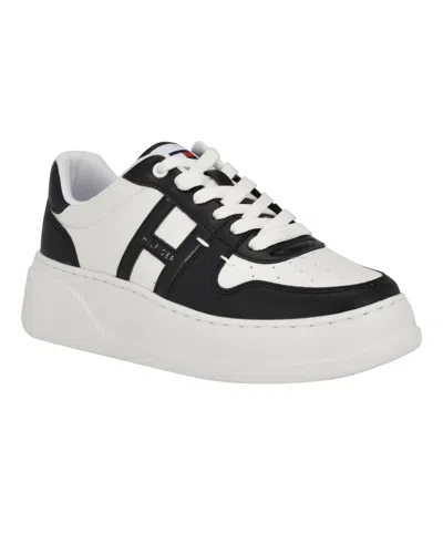 Tommy Hilfiger Women's Giahn Lace Up Fashion Sneakers In White,black