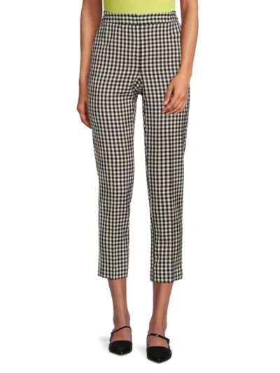 Tommy Hilfiger Women's Gingham Check Pants In Midnight Ivory