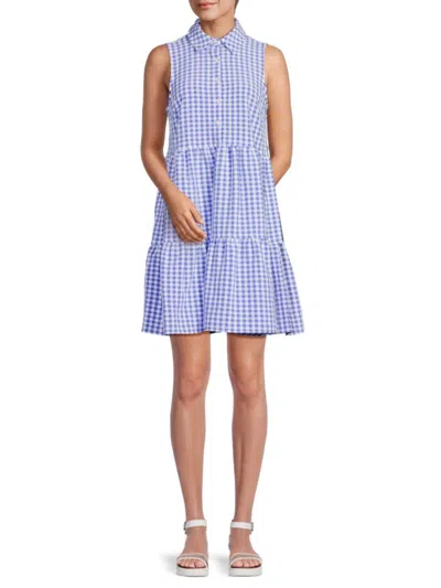 Tommy Hilfiger Women's Gingham Tiered Sleeveless Shirtdress