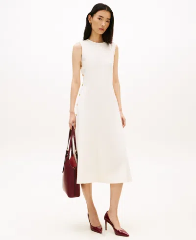 Tommy Hilfiger Women's Gold-tone Button Midi Dress In Neutral