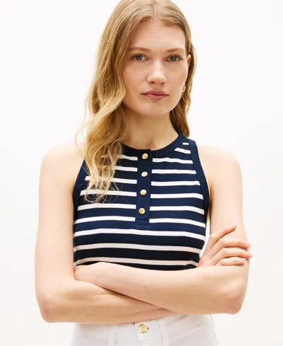 Tommy Hilfiger Women's Gold-tone Button Tank Top In Blue