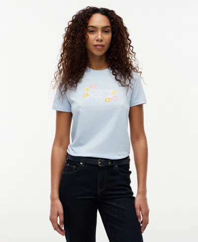 Tommy Hilfiger Women's Graphic Floral Crew Neck T-shirt In Blue