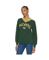 Tommy Hilfiger Women's Green Bay Packers Alice V-neck Pullover Sweatshirt In Green