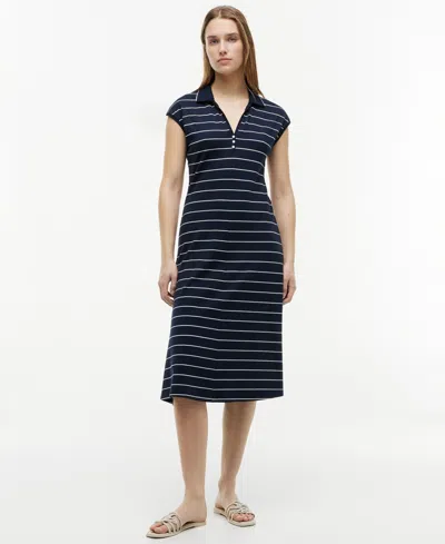 Tommy Hilfiger Women's Henley Polo Midi Dress In Blue