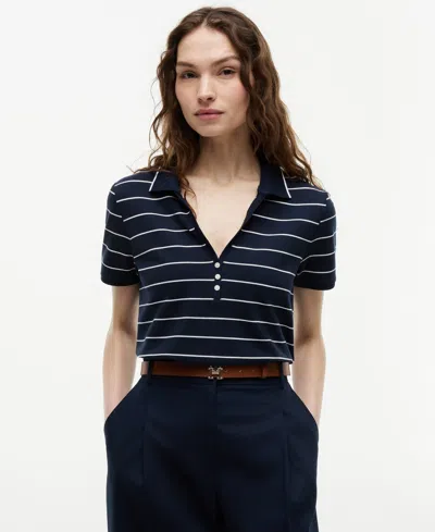 Tommy Hilfiger Lightweight Pique Henley Polo In Blue