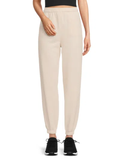 Tommy Hilfiger Women's High Rise Cotton-blend Fleece Joggers In Neutral