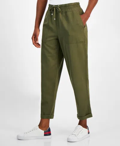 Tommy Hilfiger Women's High Rise Cuffed Twill Pants In Thyme