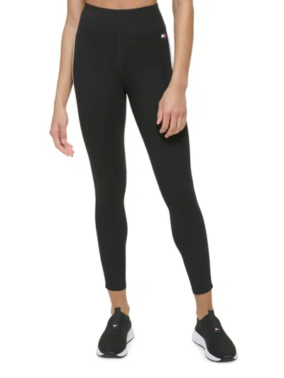 Tommy Hilfiger Women's High Rise Logo Active Leggings In Black
