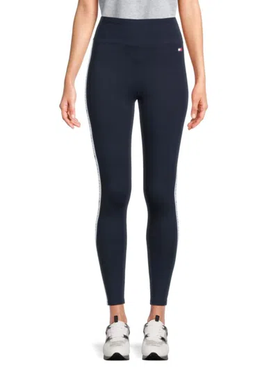 Tommy Hilfiger Women's High Rise Logo Active Leggings In Navy