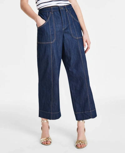 Tommy Hilfiger Women's High-rise Wide-leg Ankle Jeans In Navy