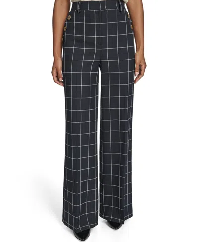 Tommy Hilfiger Women's High Rise Windowpane Sailor Pants In Black