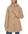 Tommy Hilfiger Plus Size Single-breasted Hooded Button-front Coat, Created For Macy's In Camel