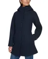 Tommy Hilfiger Women's Hooded Button-front Coat, Created For Macy's In Navy