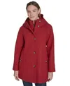 Tommy Hilfiger Women's Hooded Button-front Coat, Created For Macy's In Red