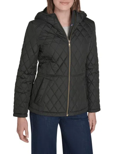 Tommy Hilfiger Women's Hooded Diamond-quilted Jacket In Black
