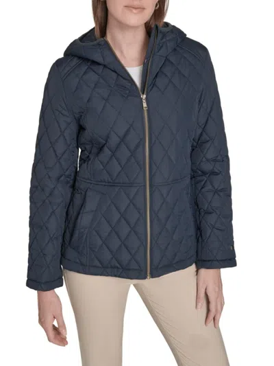 Tommy Hilfiger Women's Hooded Diamond-quilted Jacket In Blue