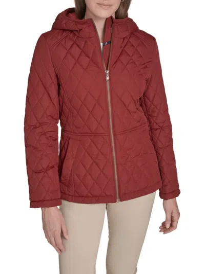 Tommy Hilfiger Women's Hooded Diamond-quilted Jacket In Red
