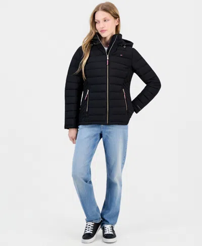 Tommy Hilfiger Women's Hooded Packable Puffer Coat In Black