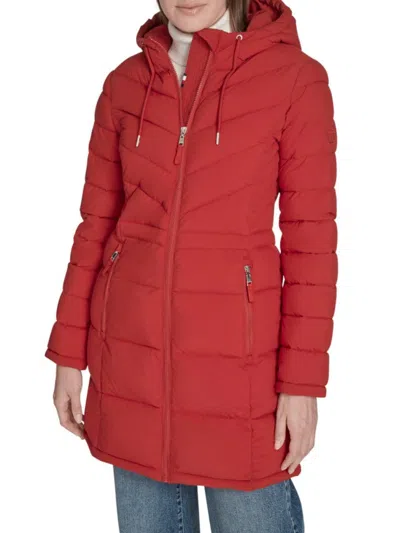 Tommy Hilfiger Women's Hooded Puffer Coat In Red