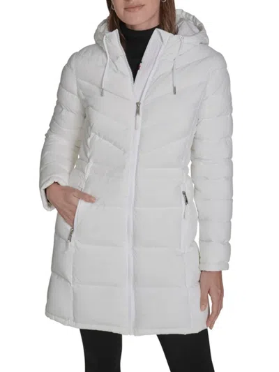 Tommy Hilfiger Women's Hooded Puffer Coat In White