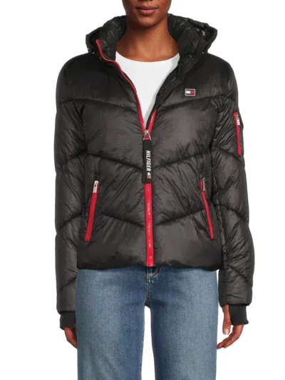 Tommy Hilfiger Women's Hooded Puffer Jacket In Black