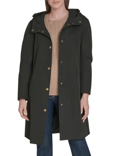 Tommy Hilfiger Women's Hooded Rain Coat In Black