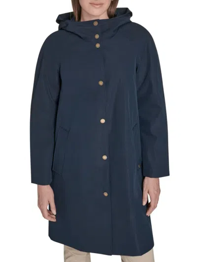 Tommy Hilfiger Women's Hooded Rain Coat In Blue