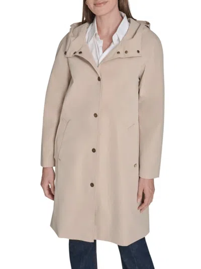 Tommy Hilfiger Women's Hooded Rain Coat In Brown