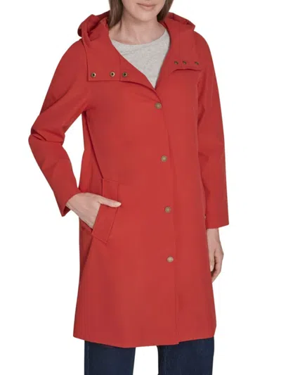 Tommy Hilfiger Women's Hooded Rain Coat In Red