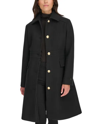 Tommy Hilfiger Women's Hooded Single-breasted Coat, Created For Macy's In Black