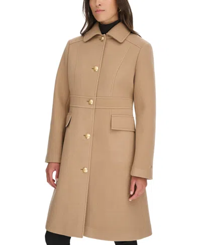 Tommy Hilfiger Women's Hooded Single-breasted Coat, Created For Macy's In Camel