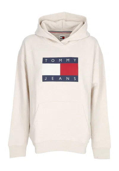Tommy Hilfiger Women's Hoodie Relax Melange Flag Hoodie Ancient White Melange