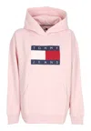 Tommy Hilfiger Flag Logo Relaxed Hoodie In Ballet Pink Melange