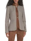 Tommy Hilfiger Women's Houndstooth Band Collar Jacket In Brown