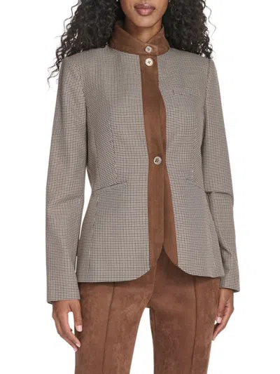TOMMY HILFIGER WOMEN'S HOUNDSTOOTH BAND COLLAR JACKET