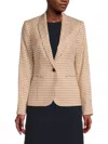 Tommy Hilfiger Women's Check-print Long-sleeve Blazer In Tobacco Ivory