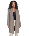 Tommy Hilfiger Women's Houndstooth Pattern Topper Long Jacket In Gray