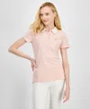Tommy Hilfiger Women's Houndstooth-print Collared Top In Bridal Rose