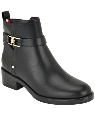 Tommy Hilfiger Idala Faux Leather Bootie In Black