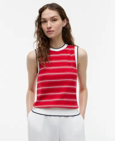 Tommy Hilfiger Women's Intarsia Flag Crewneck Sweater In Red