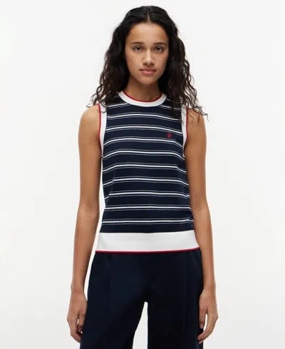 Tommy Hilfiger Women's Intarsia Flag Crewneck Sweater In Blue