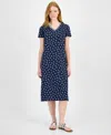 Tommy Hilfiger Women's Island Dot V-neck Midi Dress