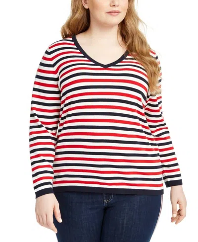 Tommy Hilfiger Women's Ivy Sweater In Red/wht/navy In Multi