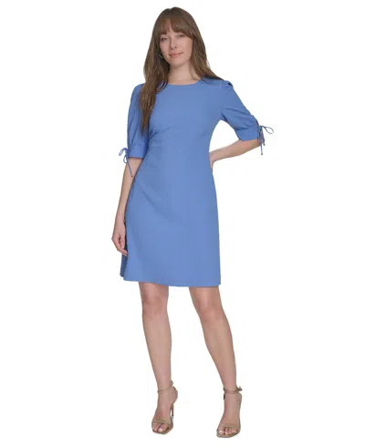 Tommy Hilfiger Women's Jacquard Tie-sleeve Knit Shift Dress In French Blue