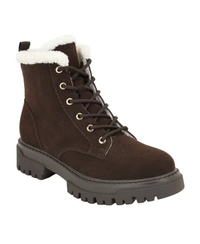 Tommy Hilfiger Women's Kameny Lace-up Booties In Dark Brown