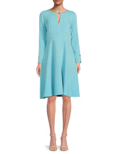 Tommy Hilfiger Women's Keyhole A-line Dress In Duck Egg Blue