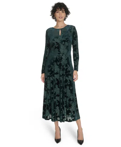 Tommy Hilfiger Women's Keyhole Printed Midi Dress In Green