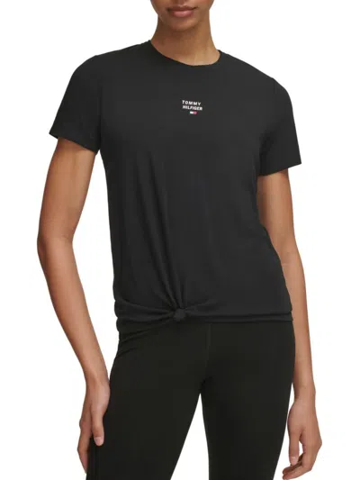 Tommy Hilfiger Women's Knit Front Logo Tshirt In Black