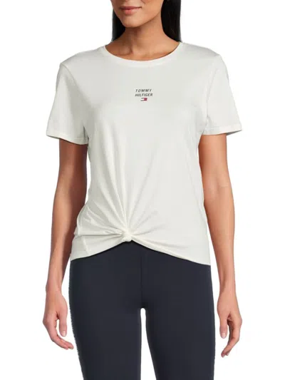 Tommy Hilfiger Women's Knit Front Logo Tshirt In Eggshell