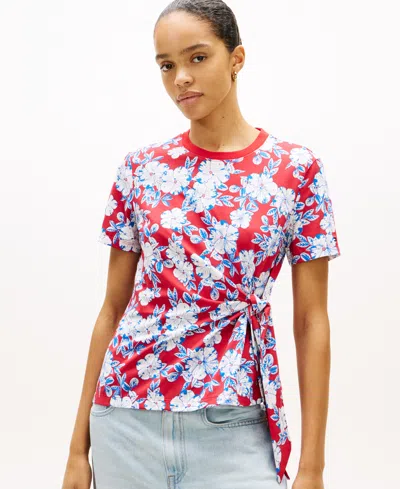 Tommy Hilfiger Women's Knot Detail Short-sleeve T-shirt In Multi